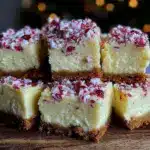 creamy peppermint white chocolate cheesecake bars - featured image