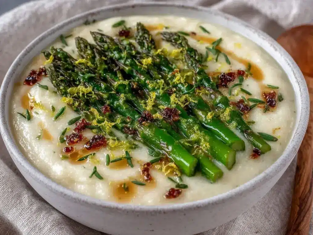 creamy roasted asparagus soup - featured image