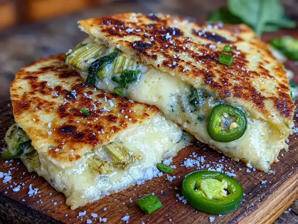 creamy spinach artichoke quesadilla - featured image