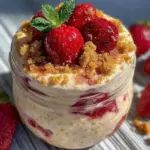 creamy strawberry cheesecake overnight oats - featured image
