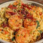 creamy tuscan garlic shrimp pasta - featured image