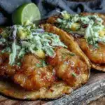crispy beer battered fish tacos - featured image