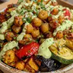 crispy chickpea and roasted veggie bowl - featured image