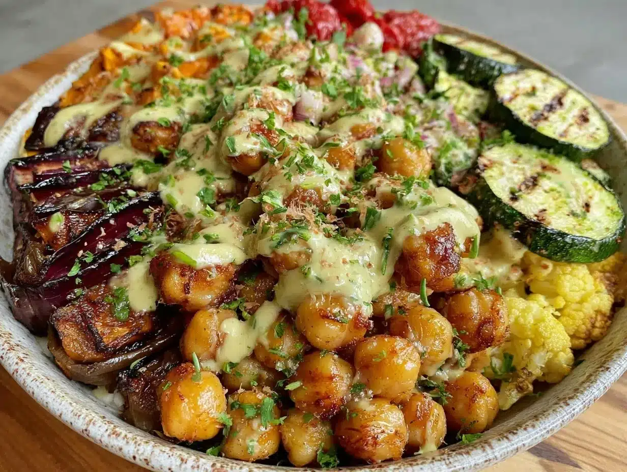 crispy chickpea and roasted veggie bowl preparation steps