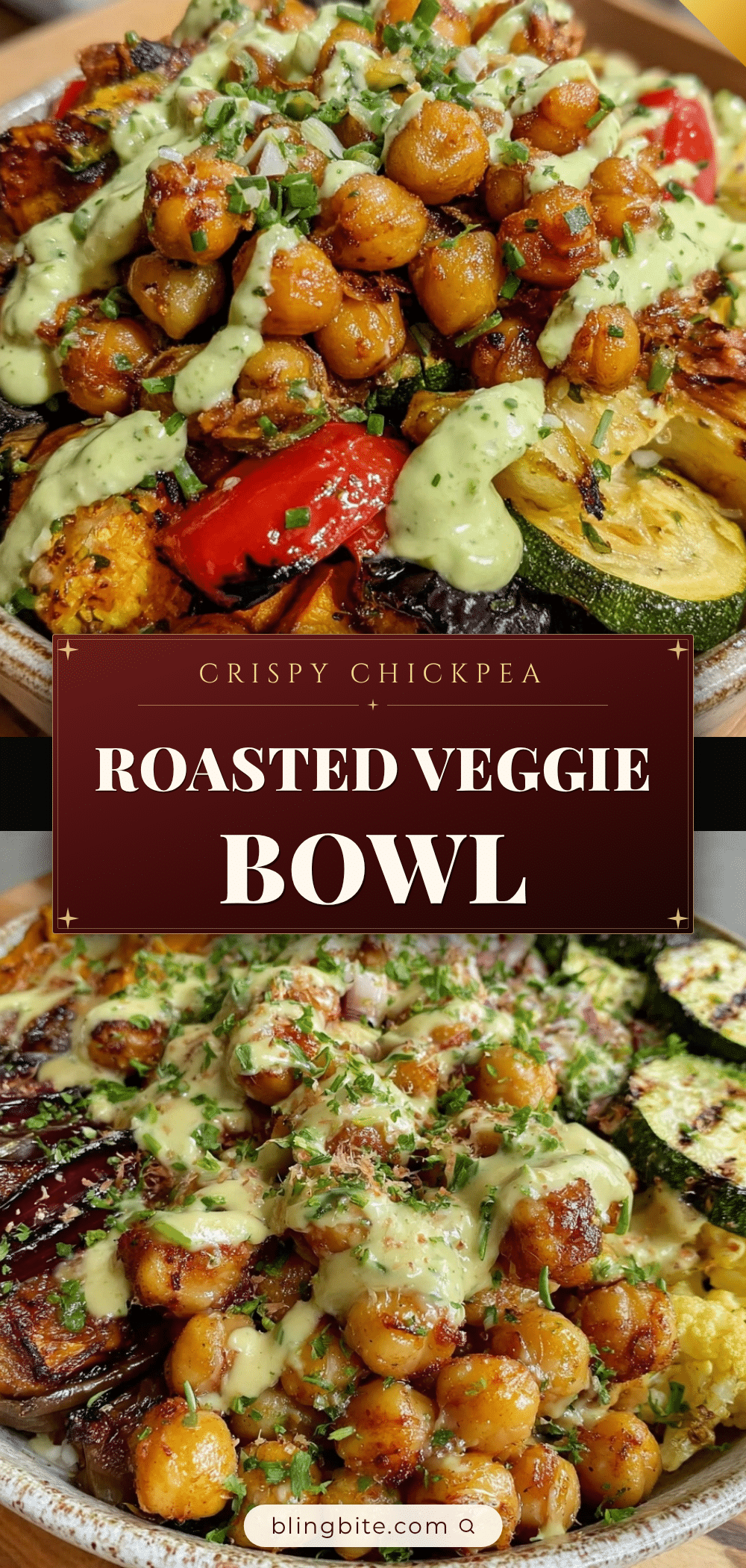 crispy chickpea and roasted veggie bowl recipe