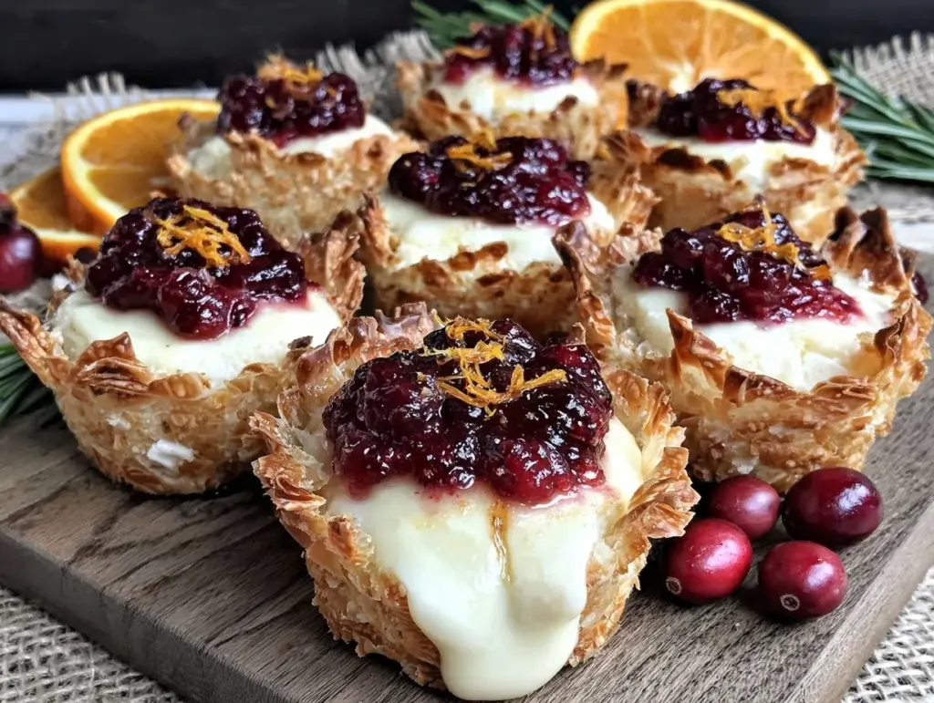 crispy cranberry orange brie bites - featured image