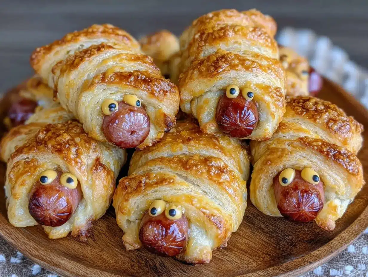 Crispy Mummy Hot Dog Crescent Roll Bites preparation steps