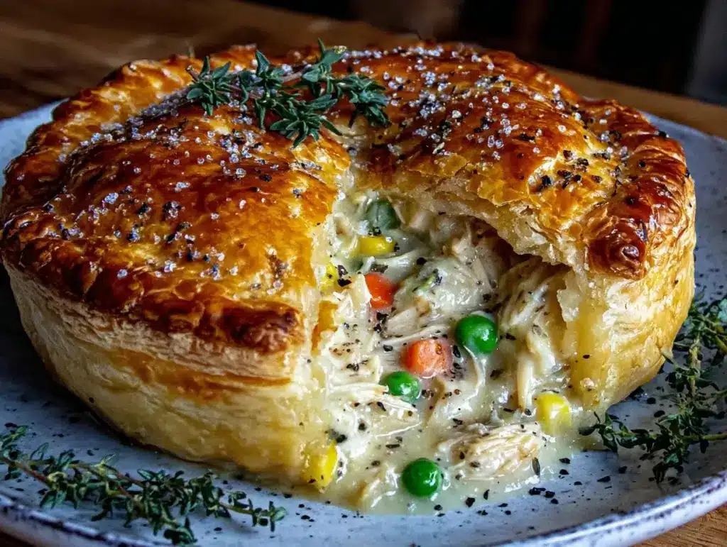 easy creamy chicken pot pie - featured image