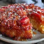 easy one-bowl rhubarb upside down cake - featured image