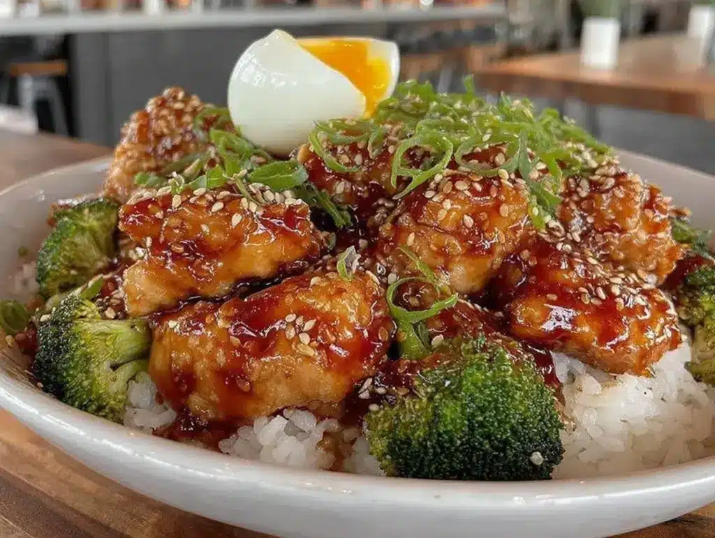 easy teriyaki chicken rice bowl - featured image
