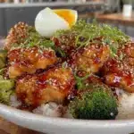 easy teriyaki chicken rice bowl - featured image