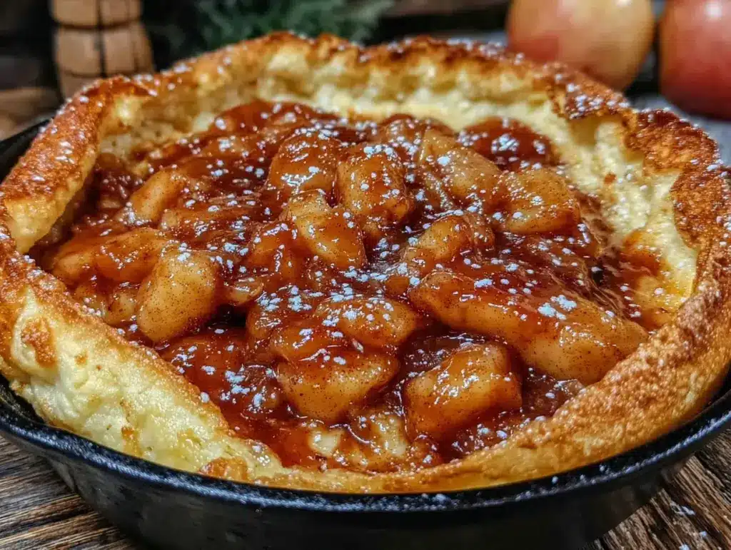 fluffy cinnamon apple dutch baby pancake - featured image