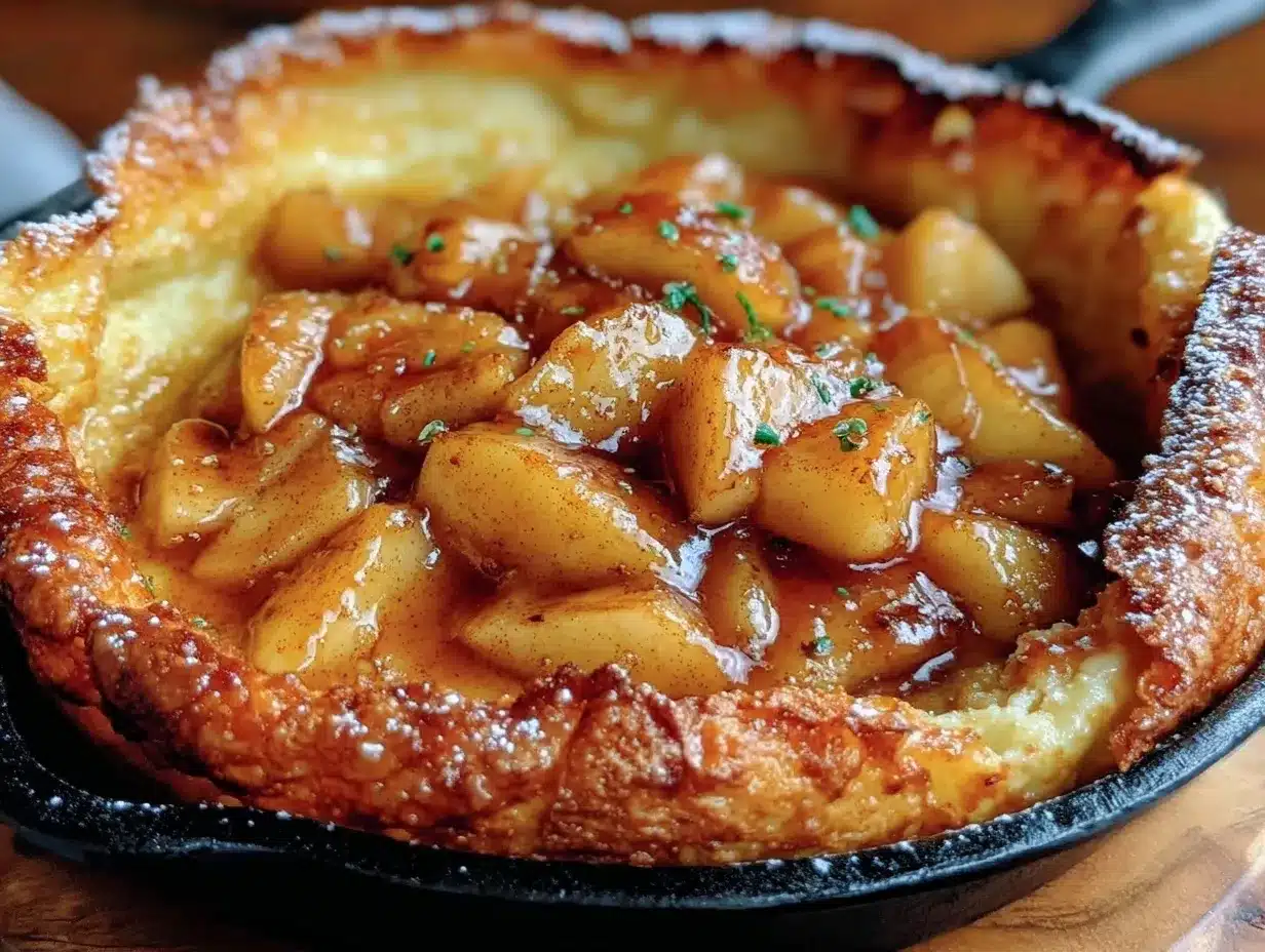 fluffy cinnamon apple dutch baby pancake preparation steps