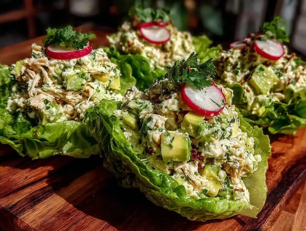 fresh cucumber avocado chicken salad lettuce wraps preparation steps