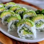 fresh cucumber avocado sushi rolls - featured image