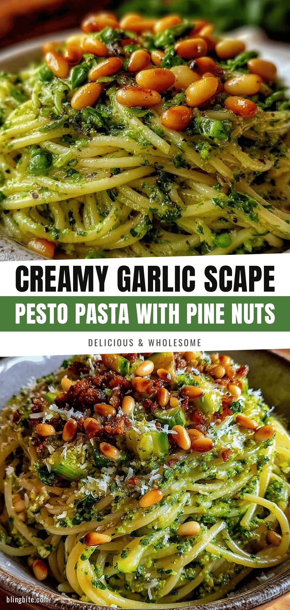 fresh garlic scape pesto pasta recipe