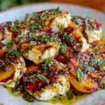 fresh grilled peach and burrata salad - featured image