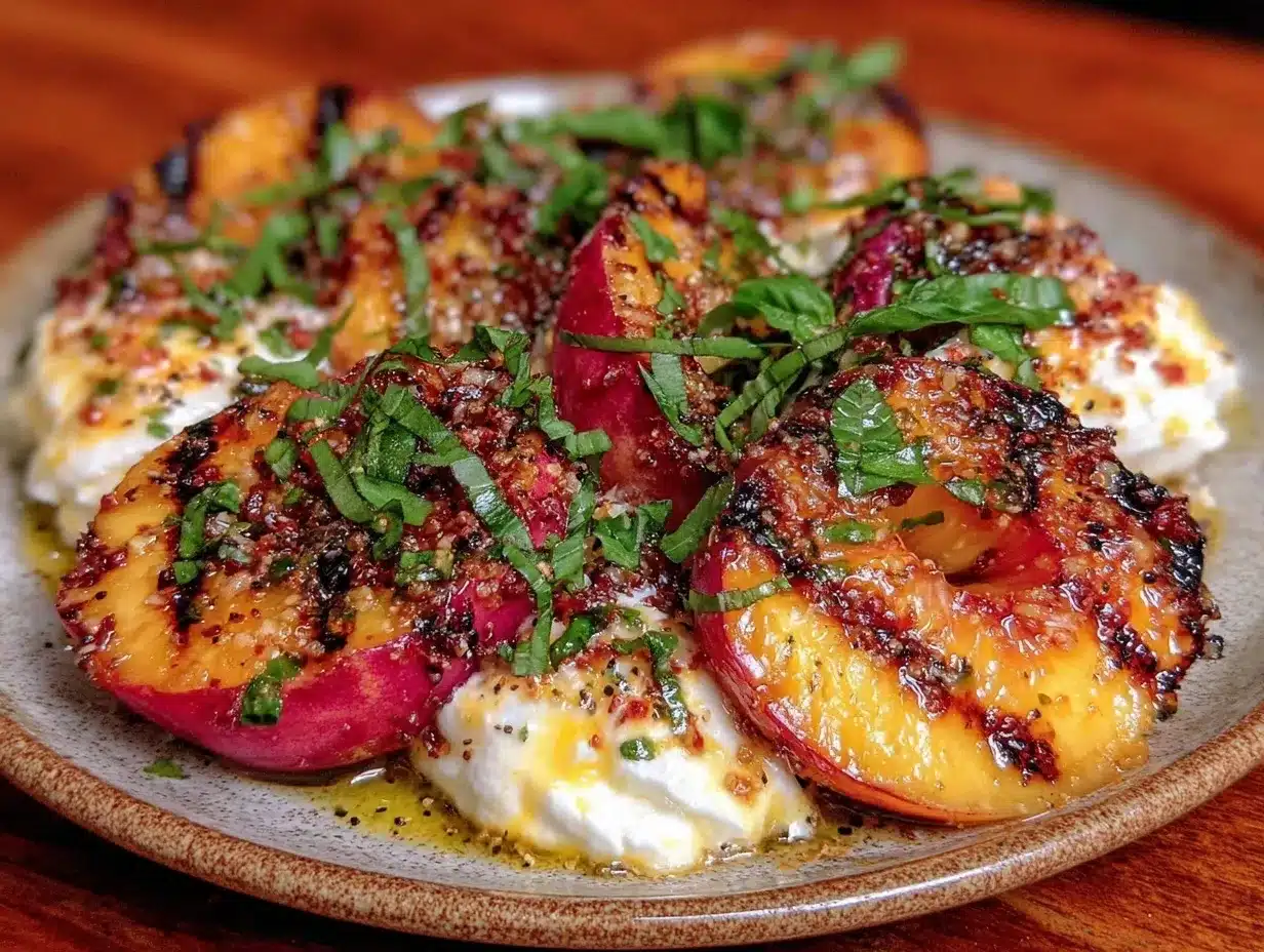 fresh grilled peach and burrata salad preparation steps