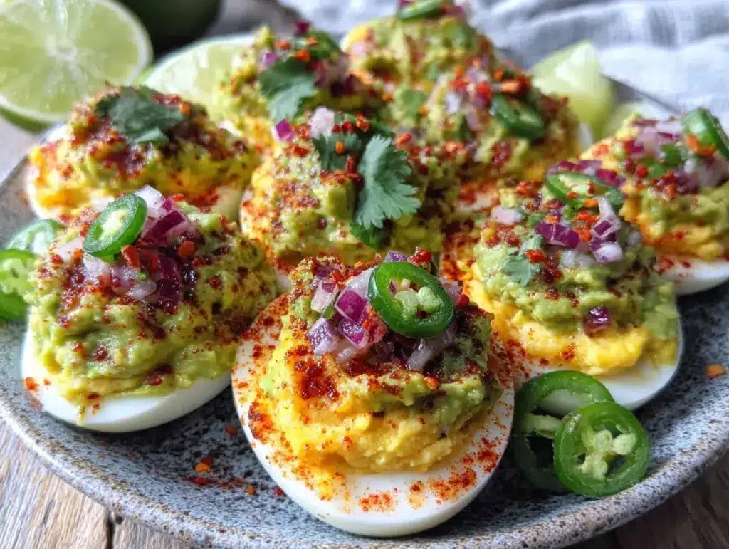 fresh guacamole deviled eggs - featured image