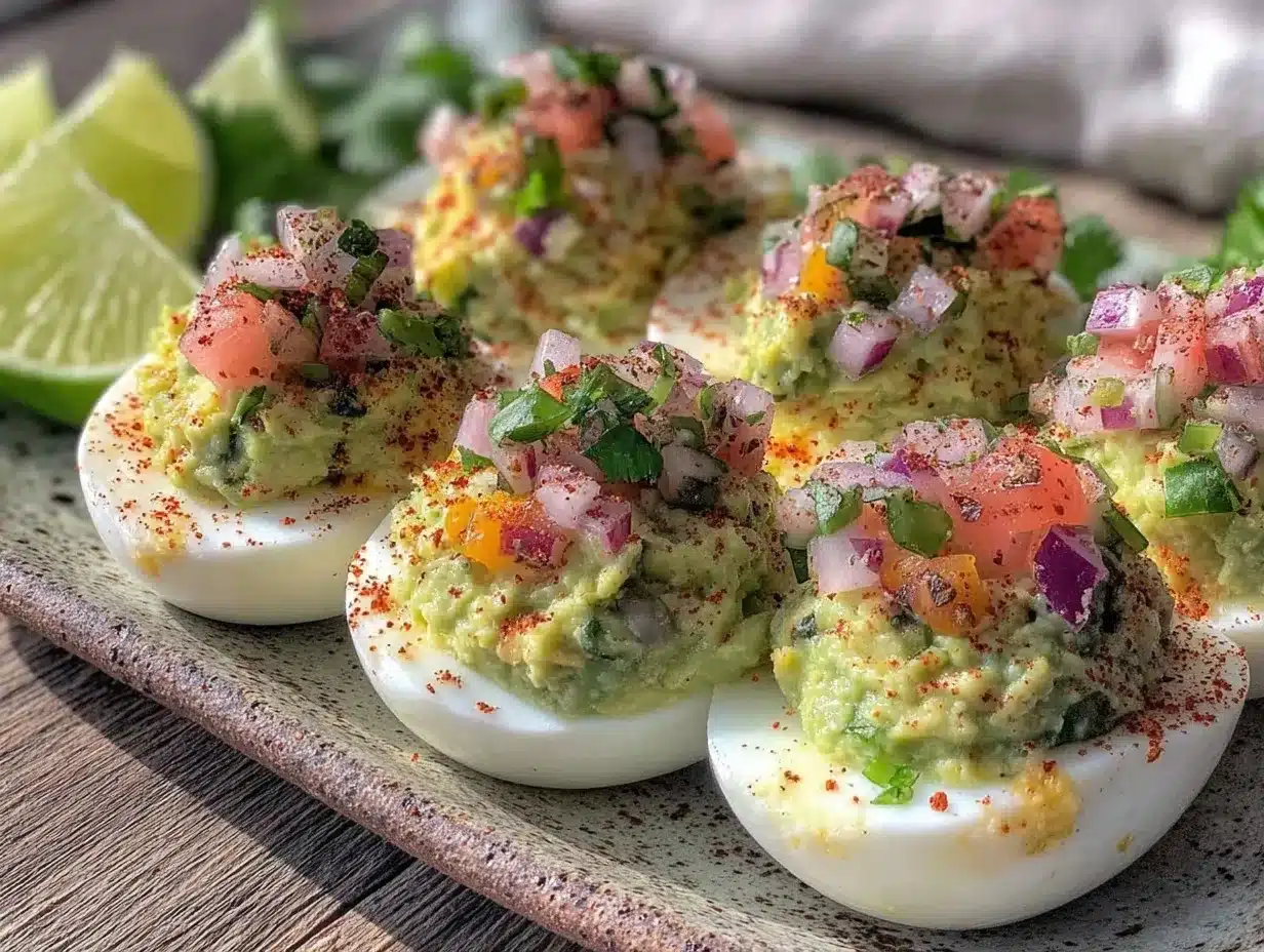 fresh guacamole deviled eggs preparation steps