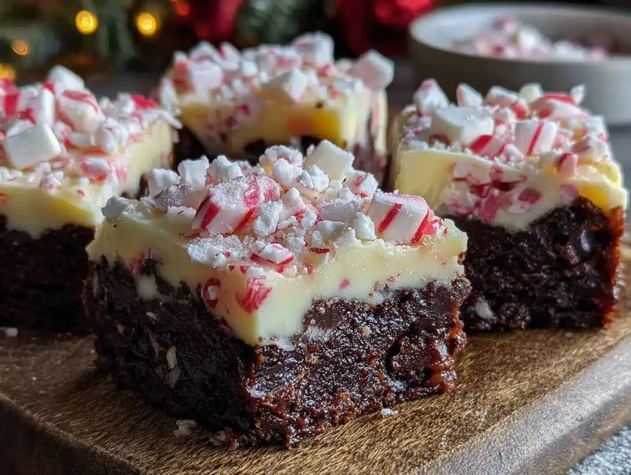 fudgy peppermint bark brownie bites preparation steps