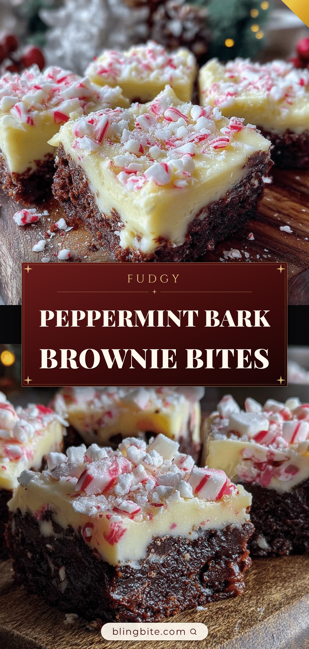 fudgy peppermint bark brownie bites recipe