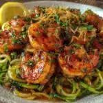 garlic butter shrimp with zucchini noodles - featured image