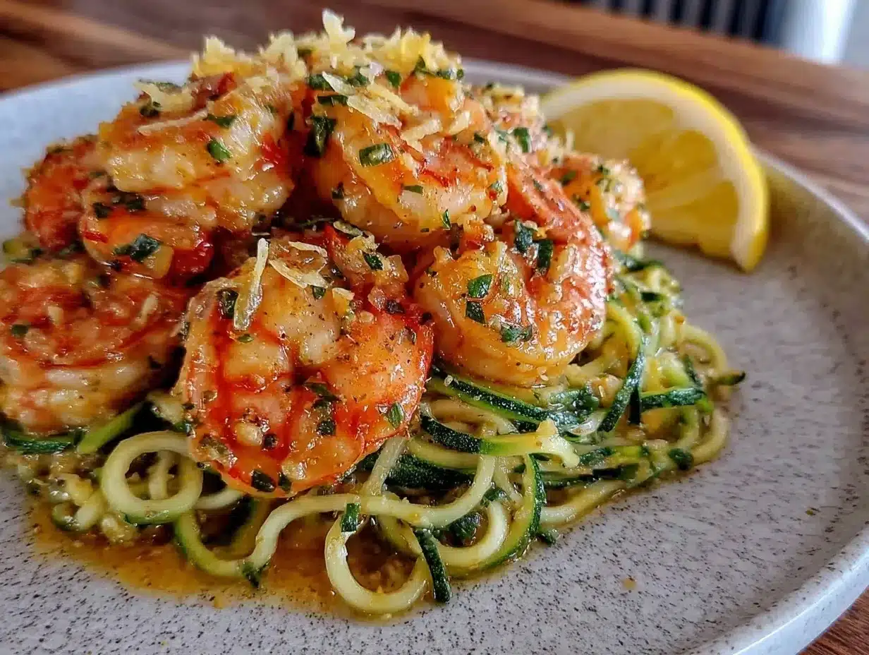 garlic butter shrimp with zucchini noodles preparation steps