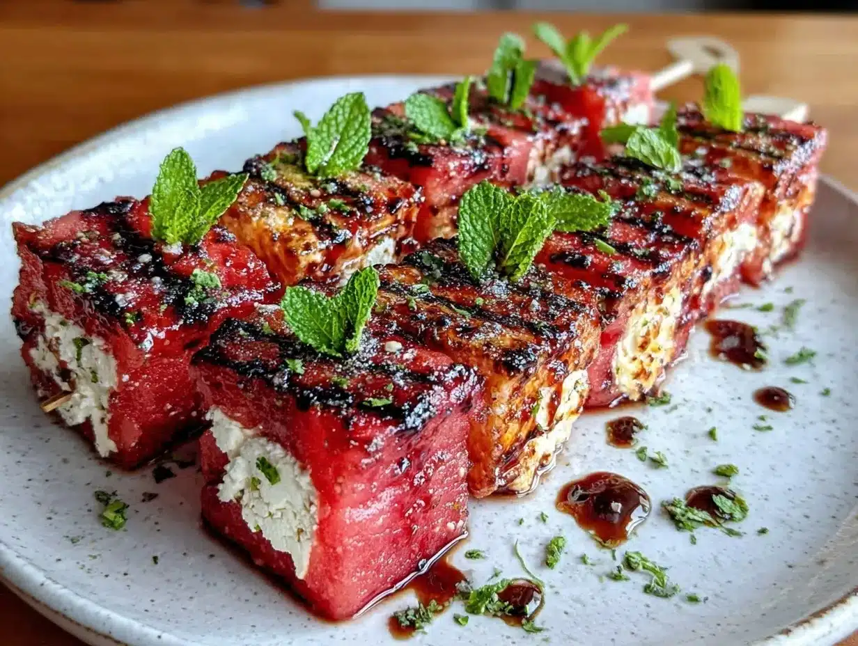 grilled watermelon feta skewers preparation steps