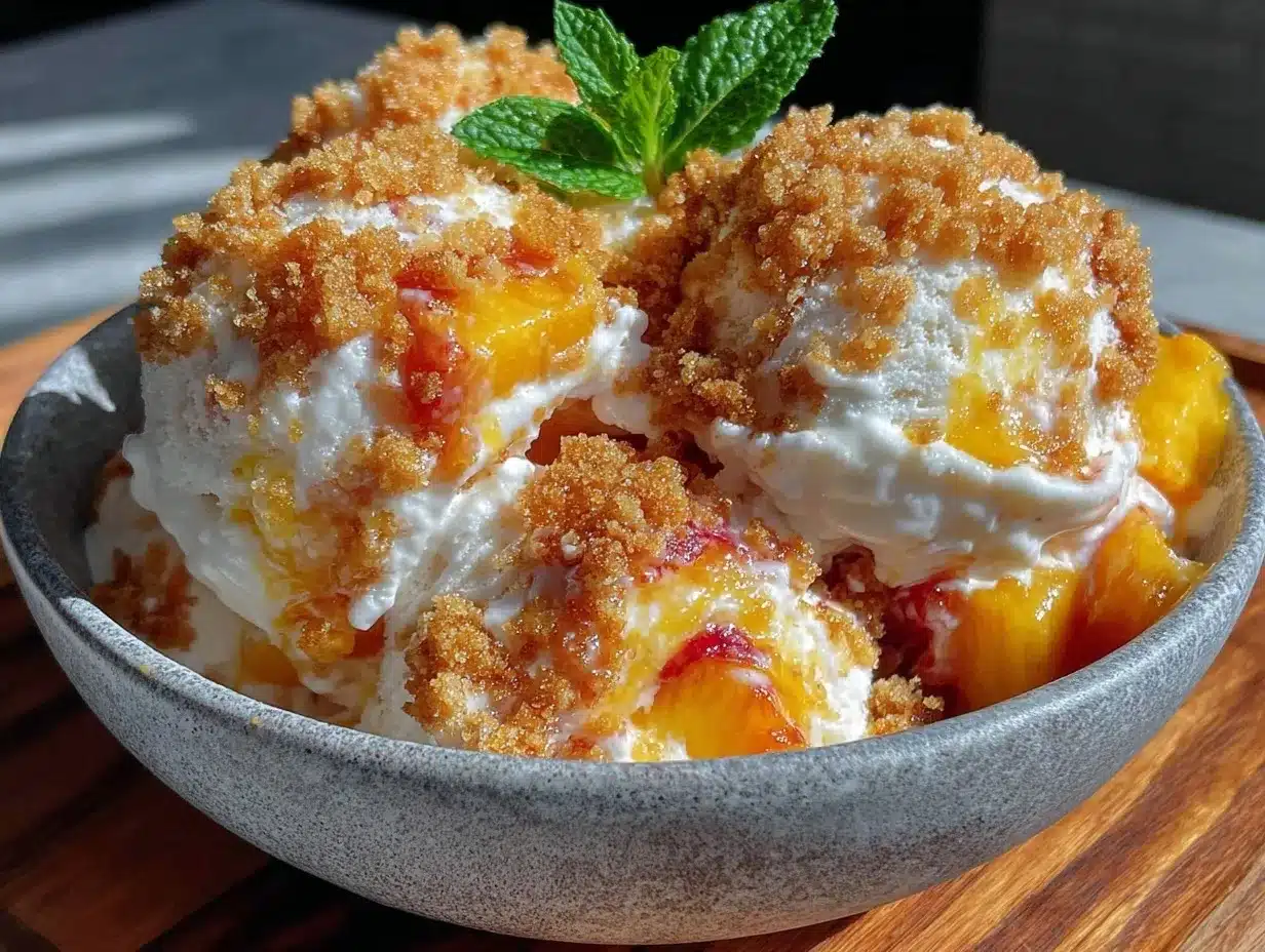 no-churn peach cobbler ice cream preparation steps