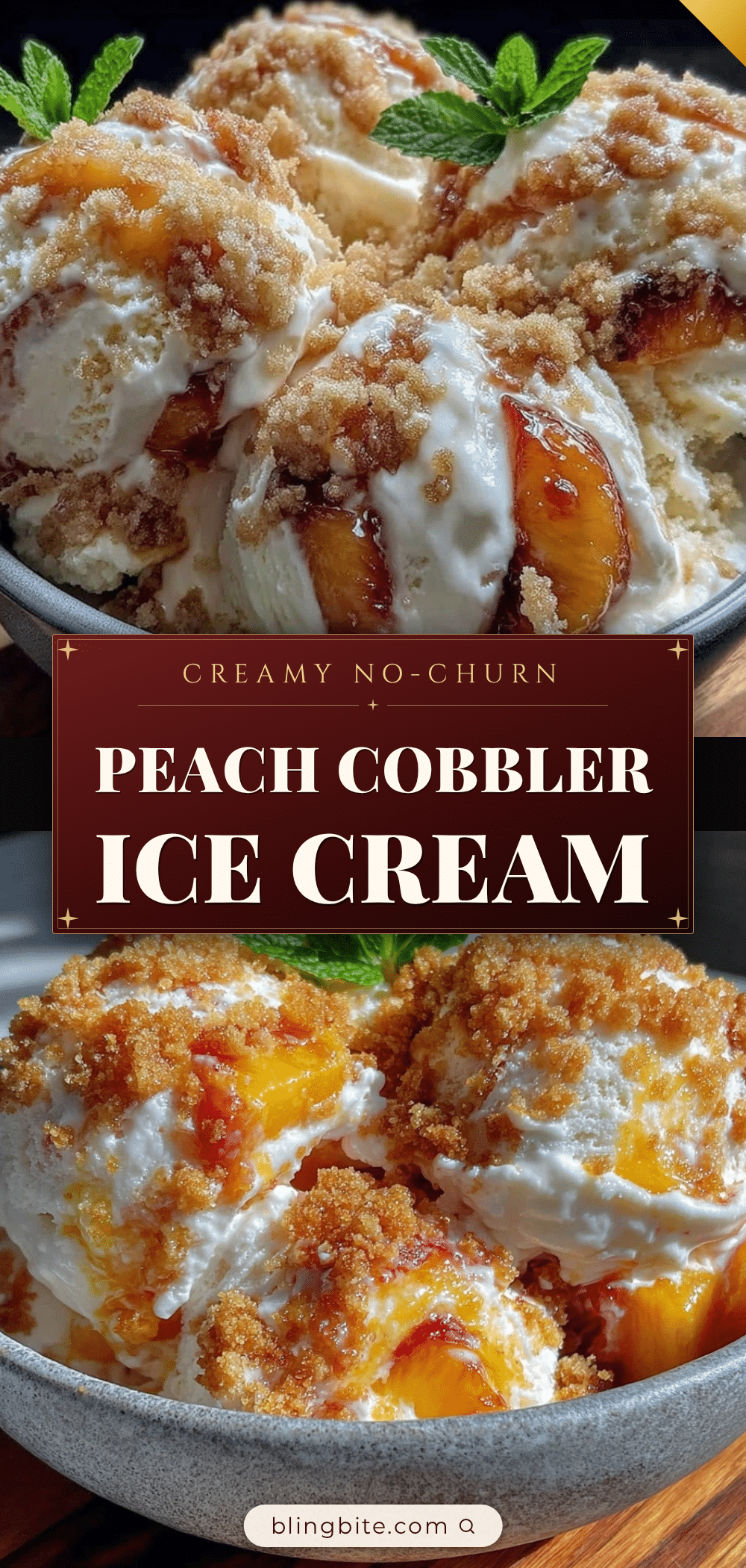 no-churn peach cobbler ice cream recipe