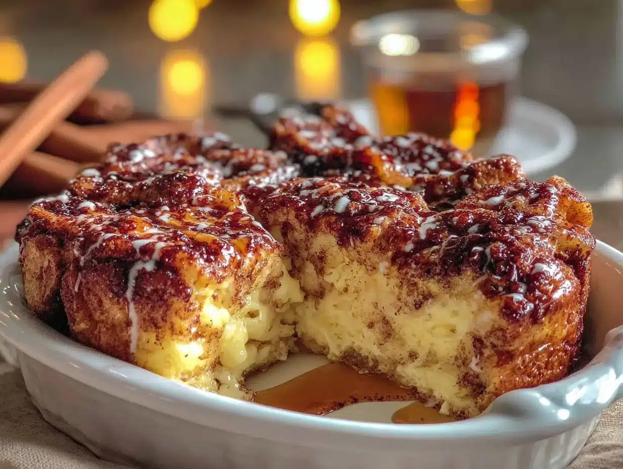 overnight cinnamon roll french toast casserole preparation steps