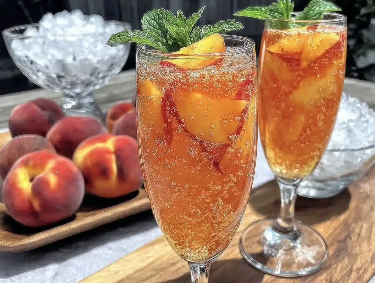 peach bellini mocktail bar preparation steps