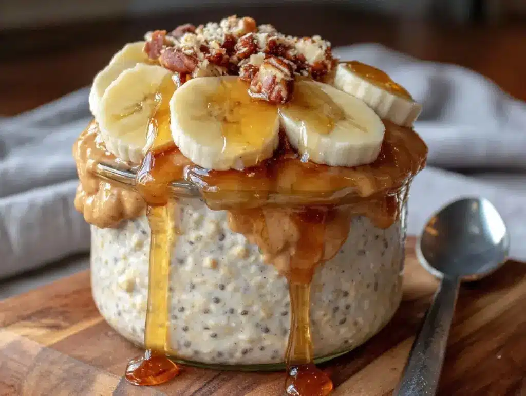 peanut butter banana overnight oats - featured image