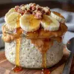 peanut butter banana overnight oats - featured image