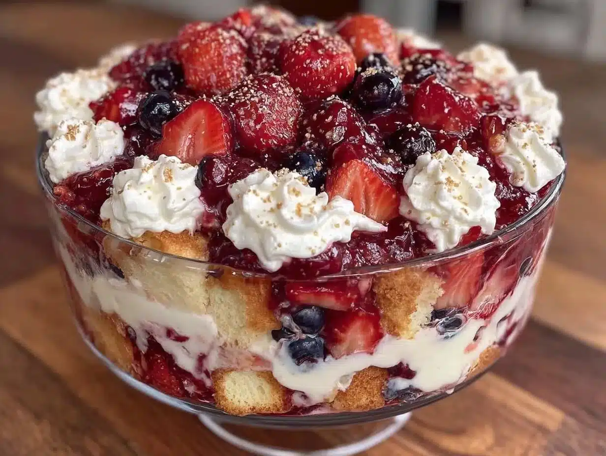 red white and blue trifle preparation steps