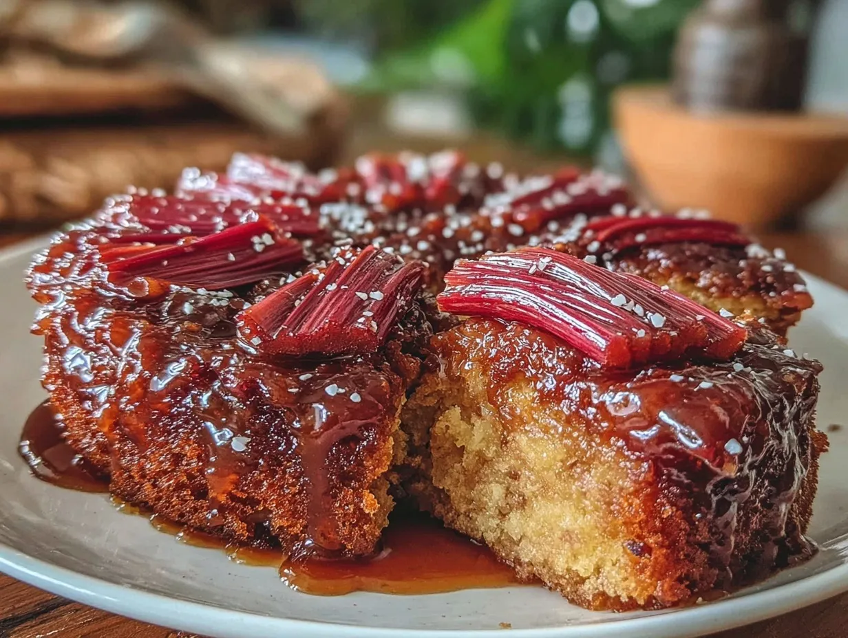 rhubarb upside-down cake preparation steps