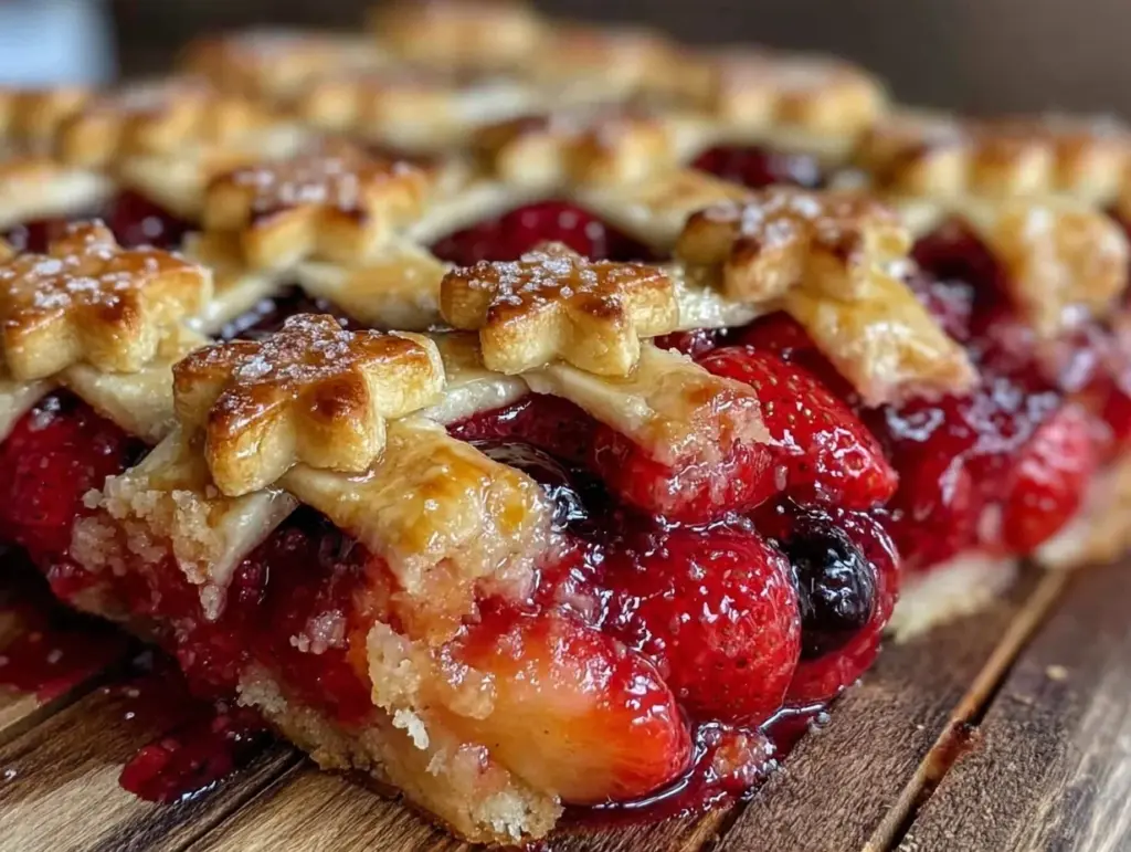 rustic strawberry blueberry slab pie - featured image