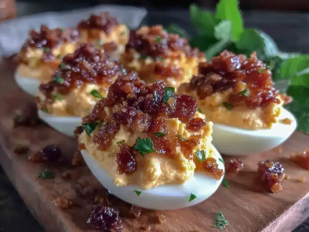 savory bacon smoked paprika deviled eggs - featured image
