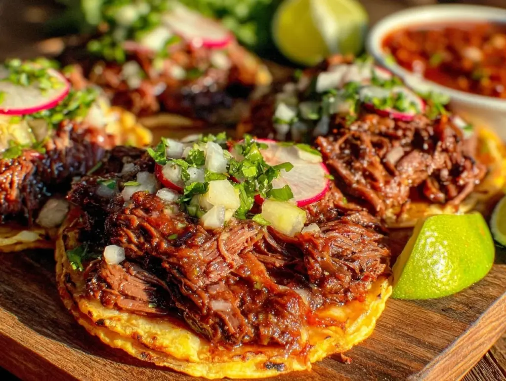 slow cooker beef barbacoa tacos - featured image
