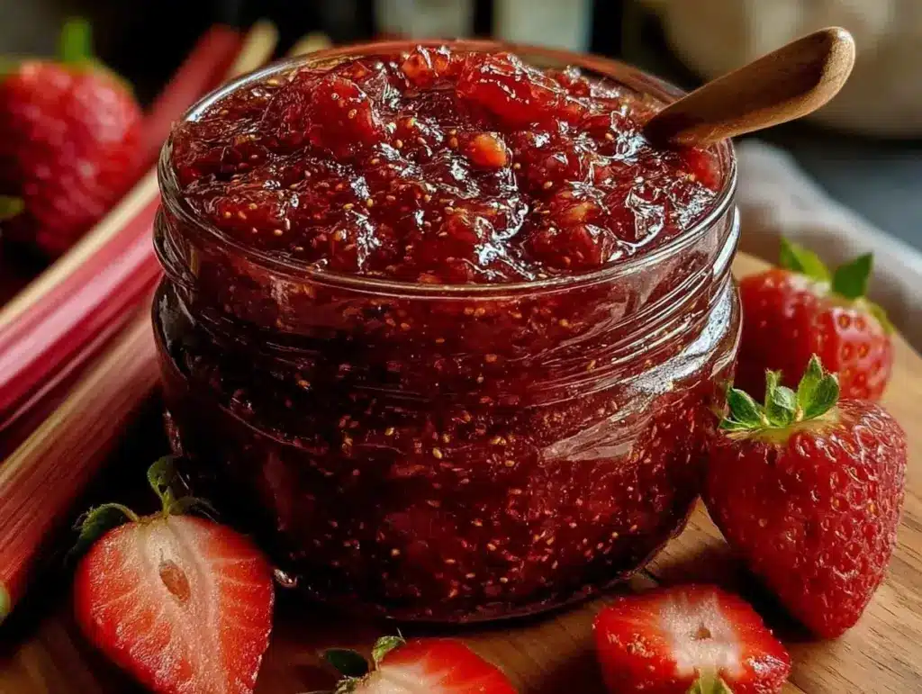 small batch strawberry rhubarb jam - featured image