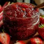 small batch strawberry rhubarb jam - featured image