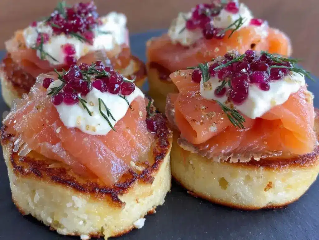 smoked salmon blini bites - featured image