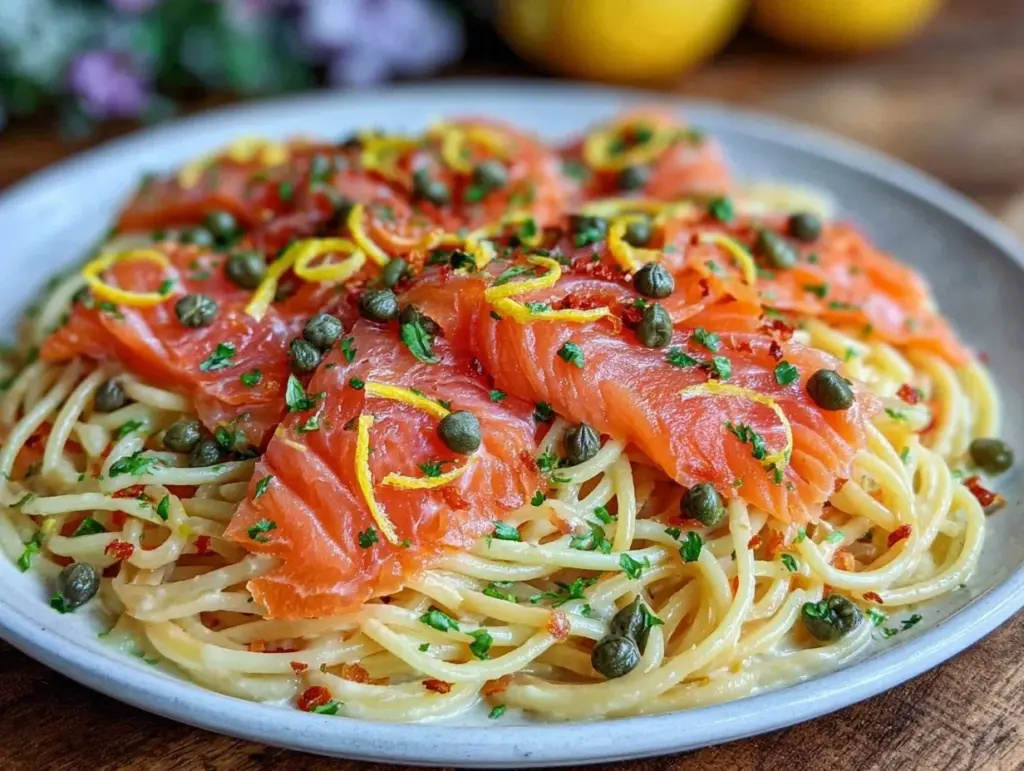 smoked salmon pasta - featured image