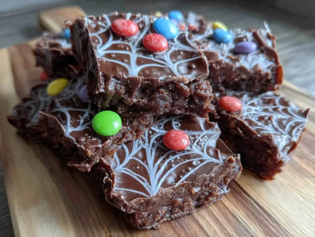 spooky spider web chocolate bark - featured image