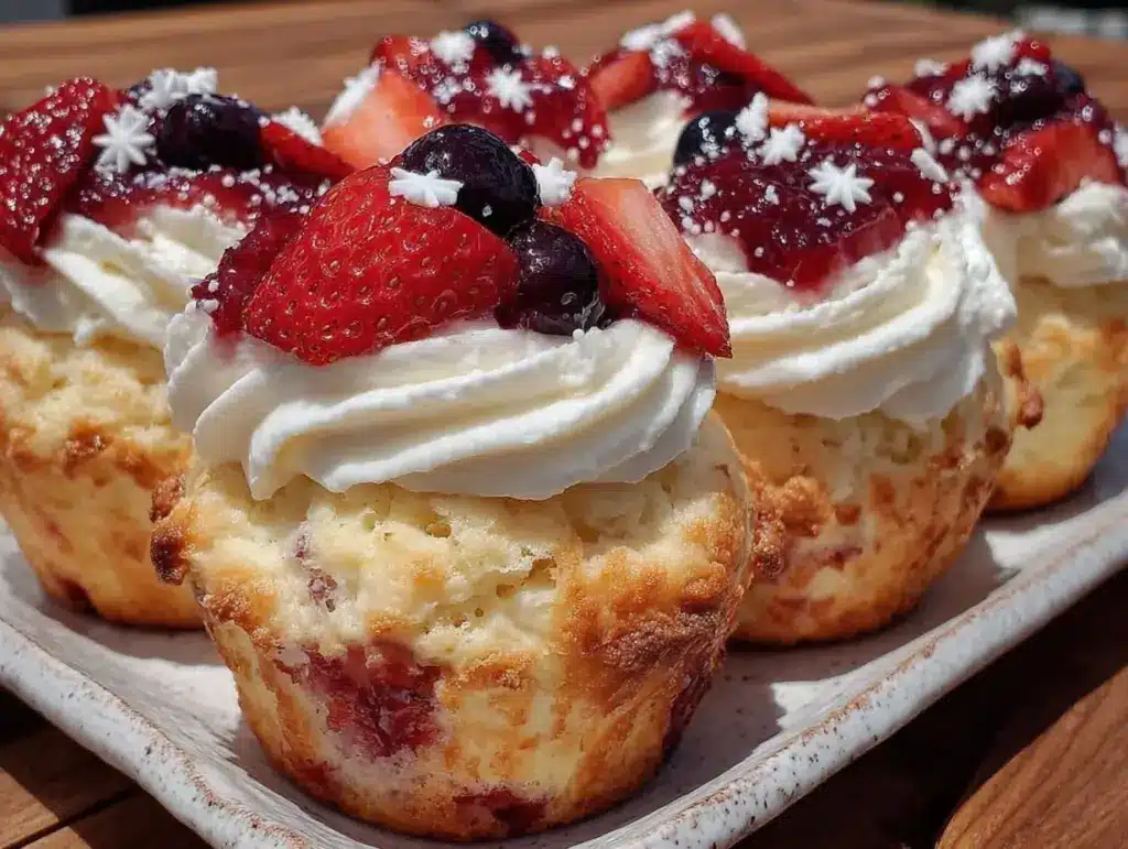 star spangled strawberry shortcake cups - featured image