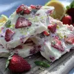 strawberry lemonade frozen yogurt bark - featured image