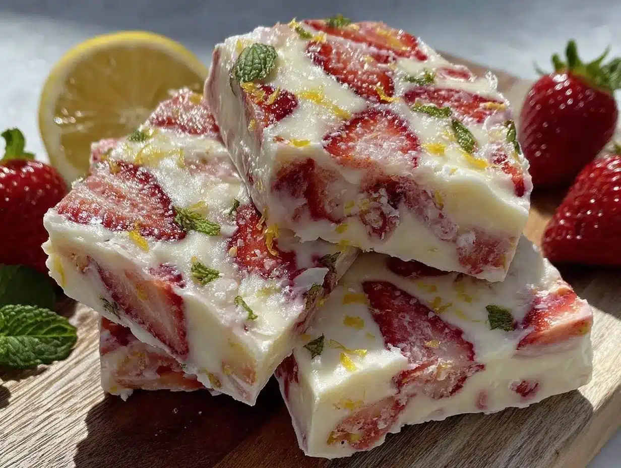 strawberry lemonade frozen yogurt bark preparation steps