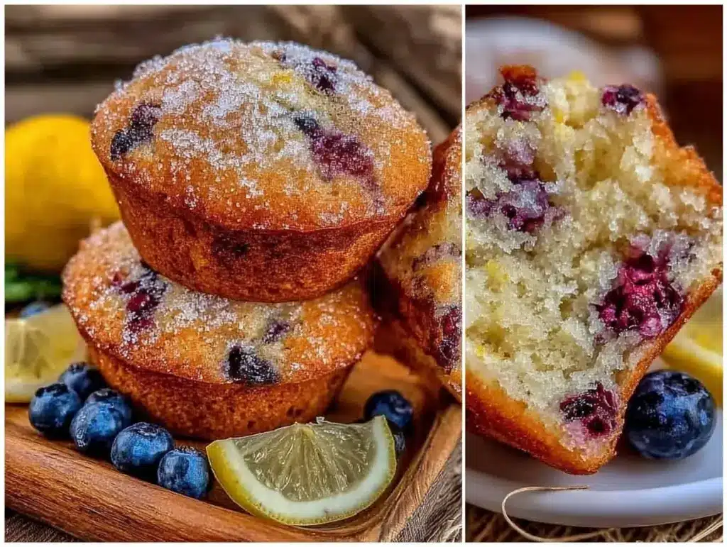 vegan lemon blueberry muffins - featured image