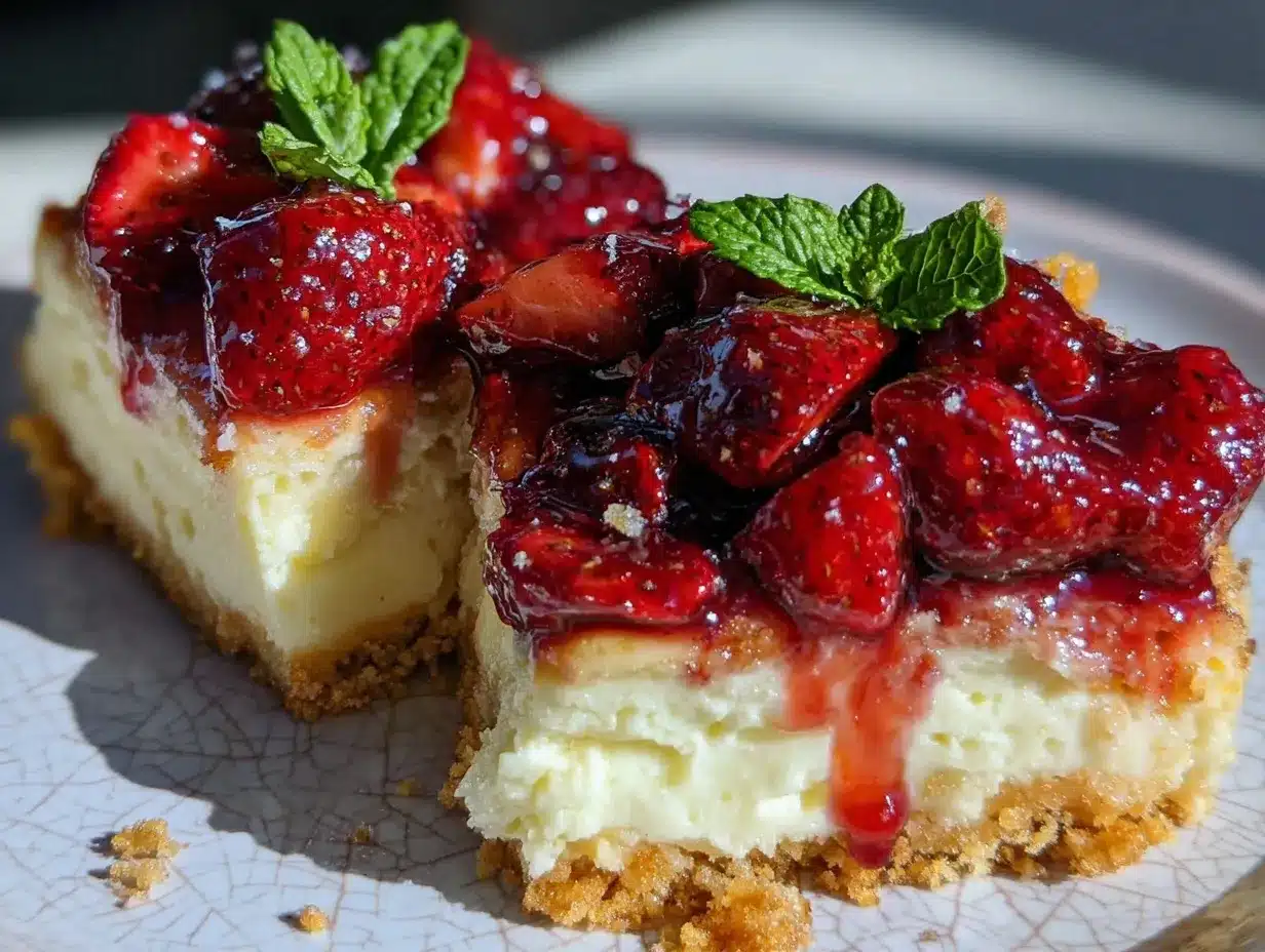 balsamic roasted strawberry cheesecake bars preparation steps
